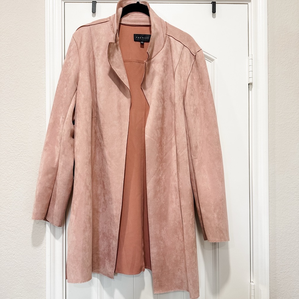 Premise Faux Suede Coat, Soft Pink, Size Medium, NEVER WORN